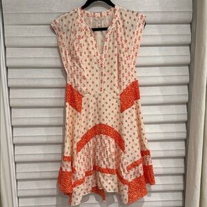 Rebecca Taylor Red and Cream Floral Mini Dress